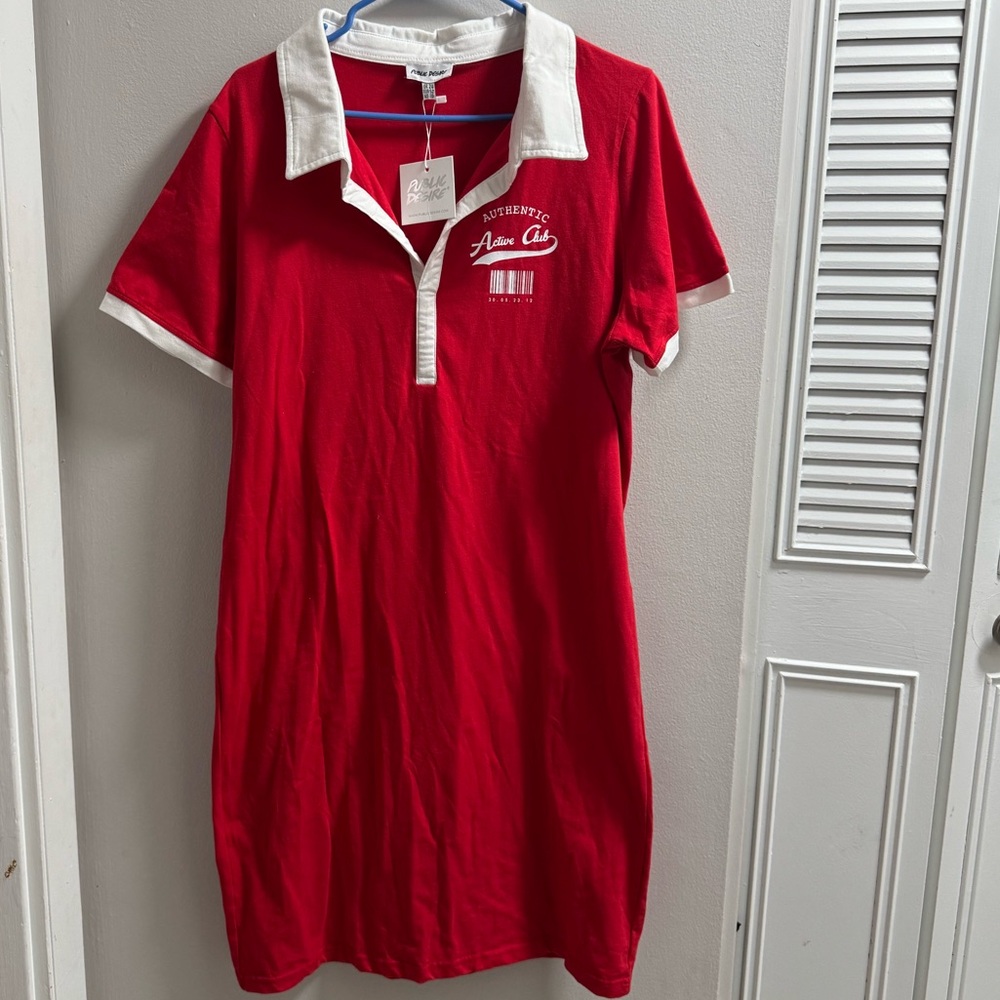 Public Desire Red Polo Dress with White Collar